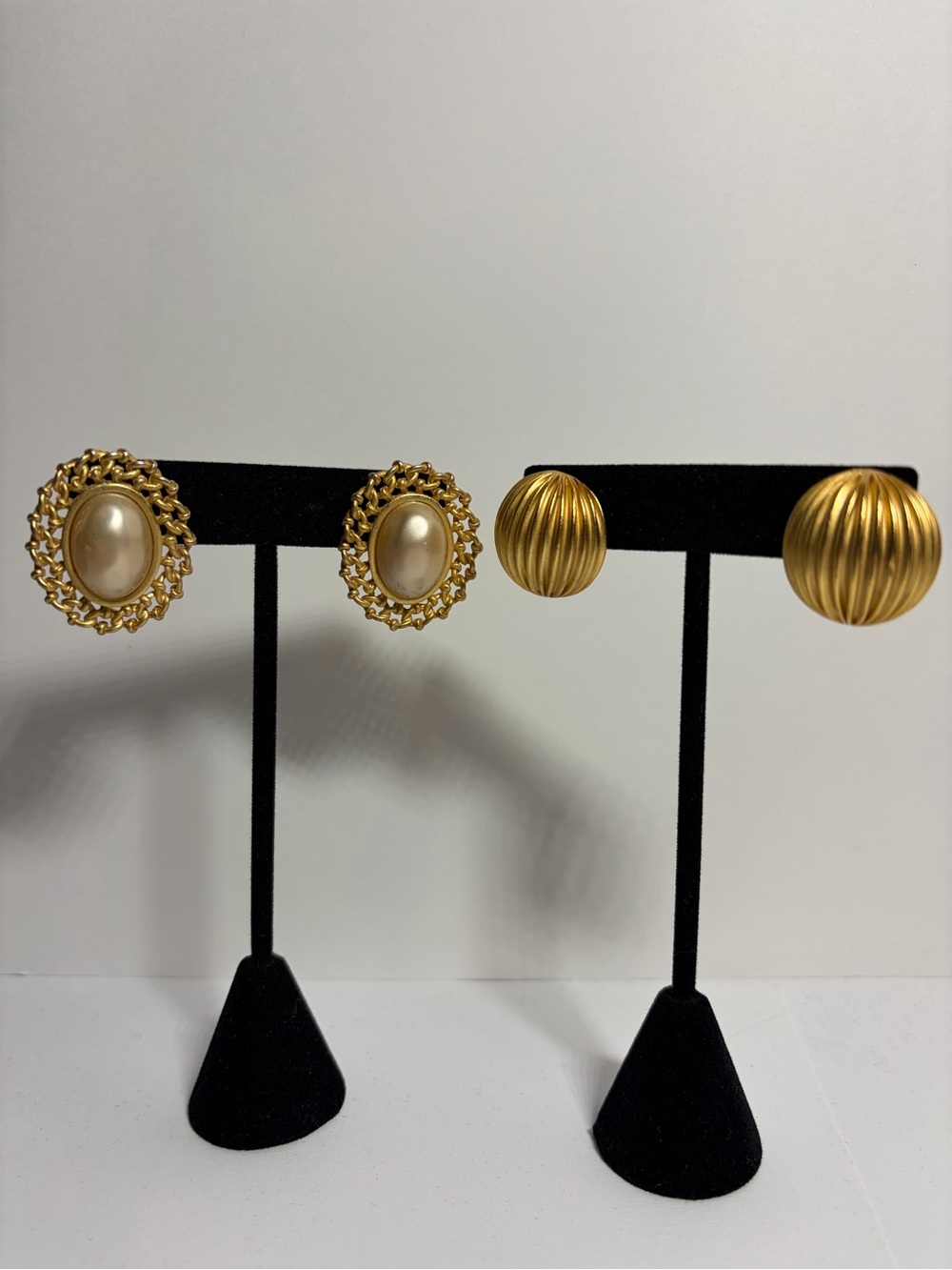Carolee Gold-Tone Pearl Oval Filigree Stud Earrings